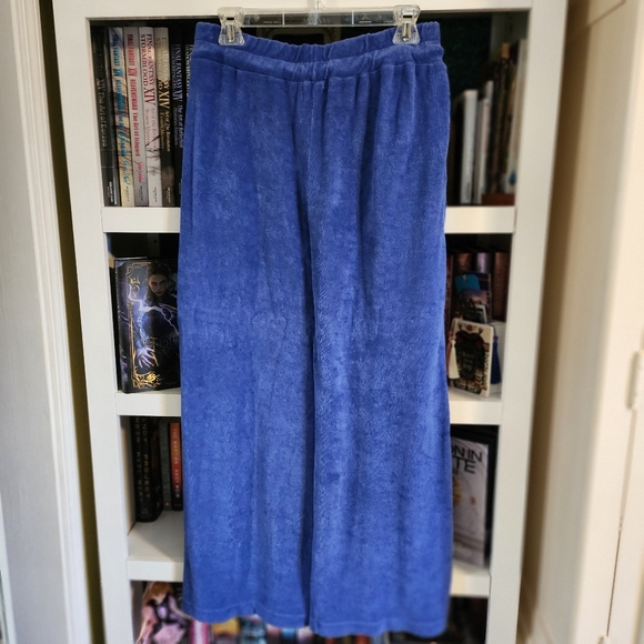 SUNDRY High Waist Terrycloth Crop Pant in Regalia Blue - Picture 3 of 5